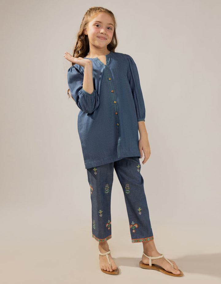 Denim Blue Stitched Suit - J. Junaid Jamshed