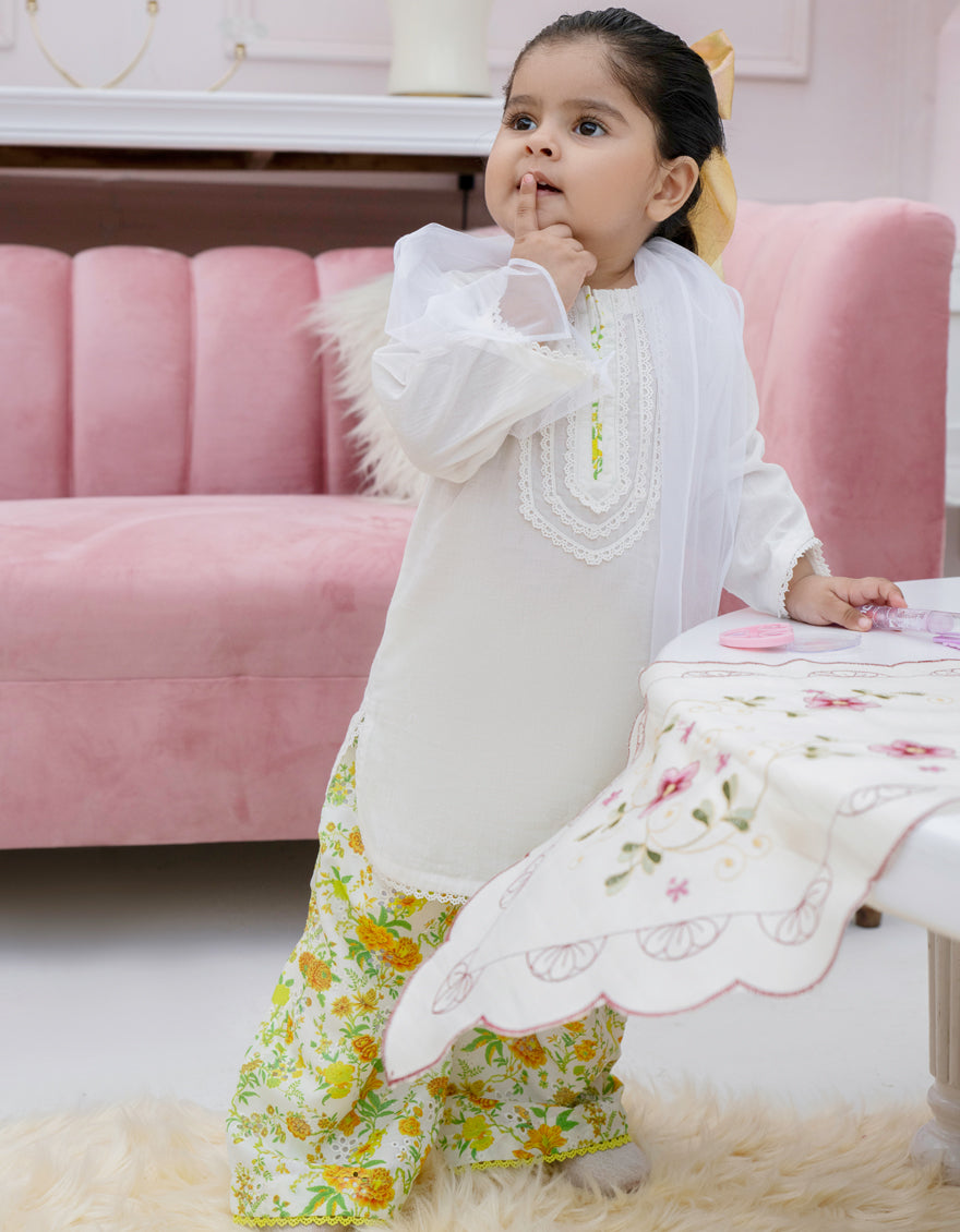 Lawn White Stitched Suit