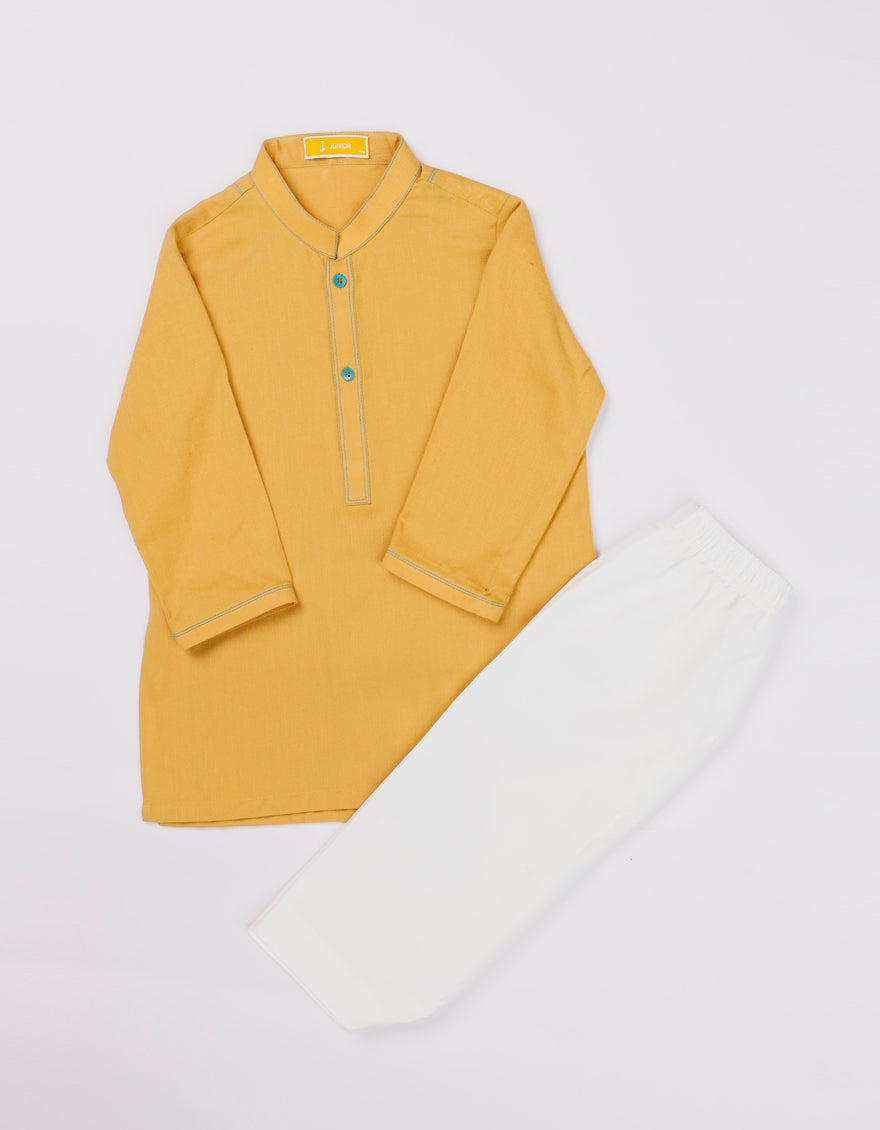 Cotton Mustard Shalwar Kameez - J. Junaid Jamshed