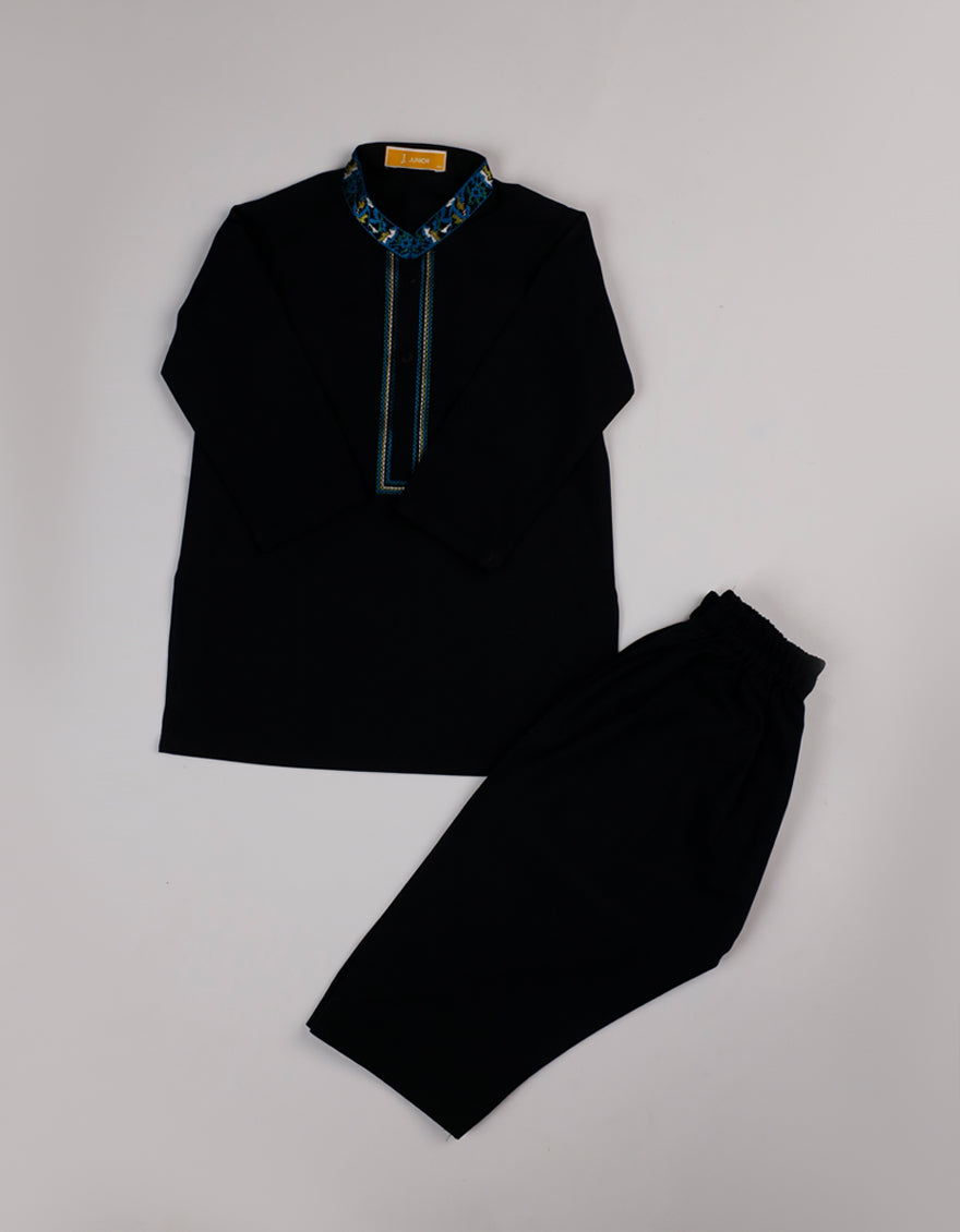 Polyester Black Shalwar Kameez - J. Junaid Jamshed