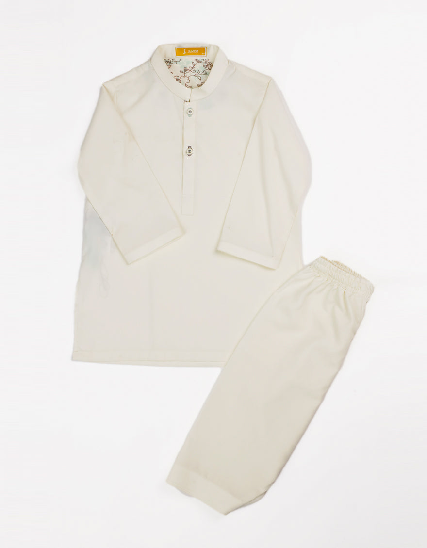 Blended Cream Shalwar Kameez - J. Junaid Jamshed