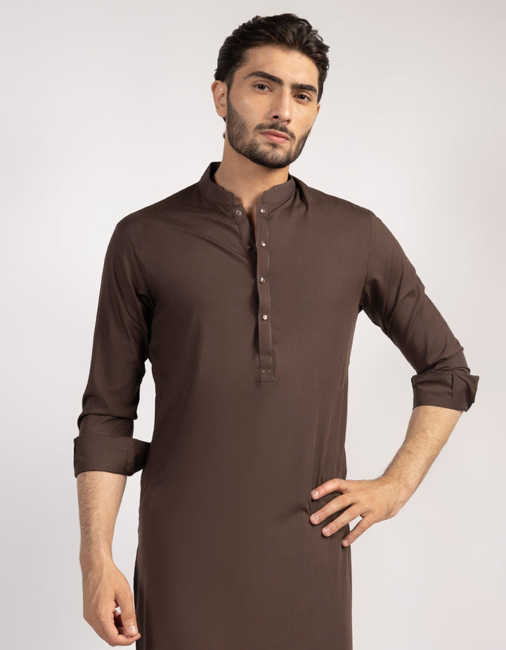 Blended Brown Kurta Trouser - J. Junaid Jamshed