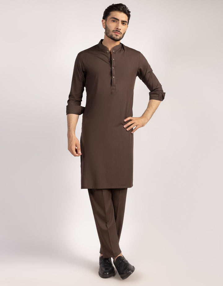 Blended Brown Kurta Trouser - J. Junaid Jamshed
