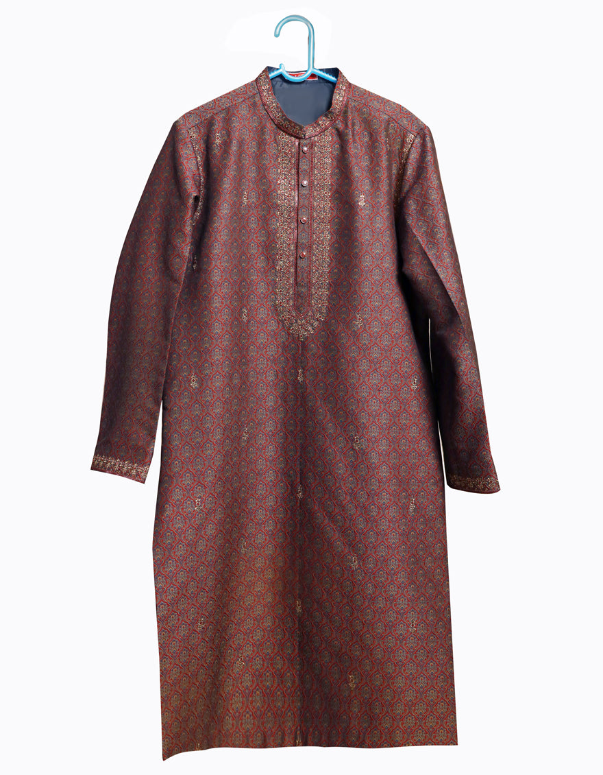 Blended Maroon Special Kurta - J. Junaid Jamshed