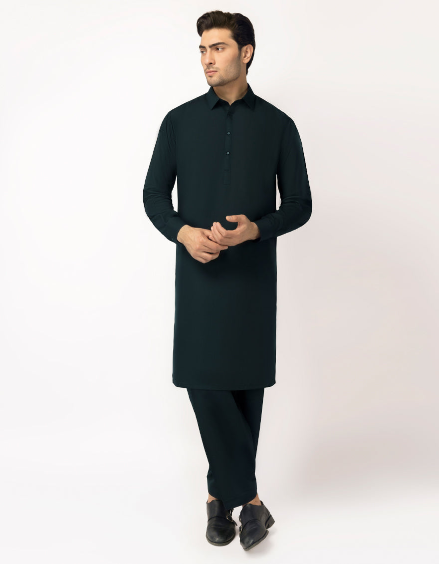Blended Forest Green Unstitched Suit - J. Junaid Jamshed Janan Blended Forest Green Unstitched Suit - J. Junaid Jamshed Janan