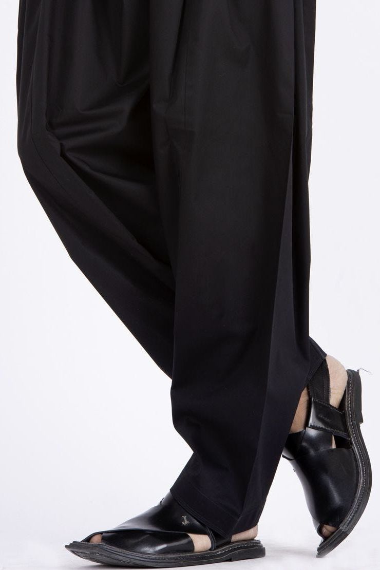 Polyester Viscose Black Shalwar - J. Junaid Jamshed