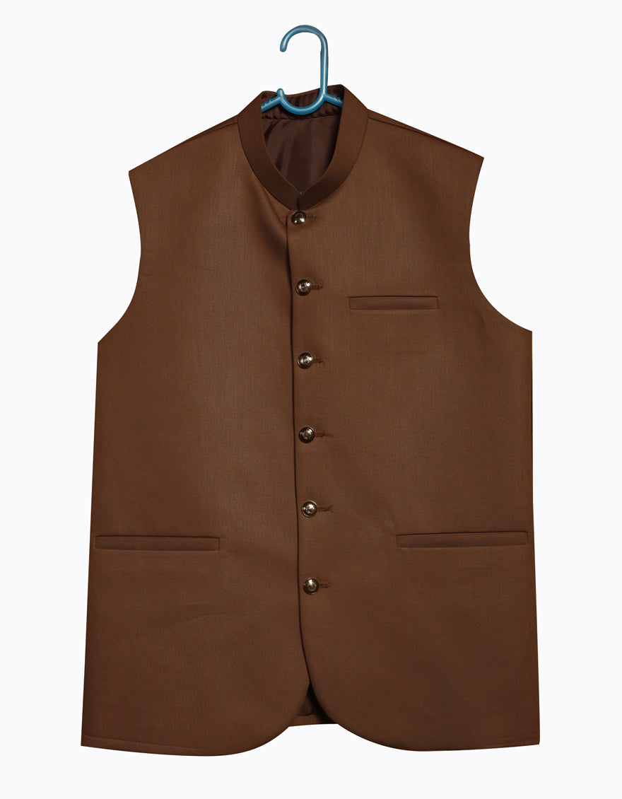 Suiting Brown Waist Coat - J. Junaid Jamshed