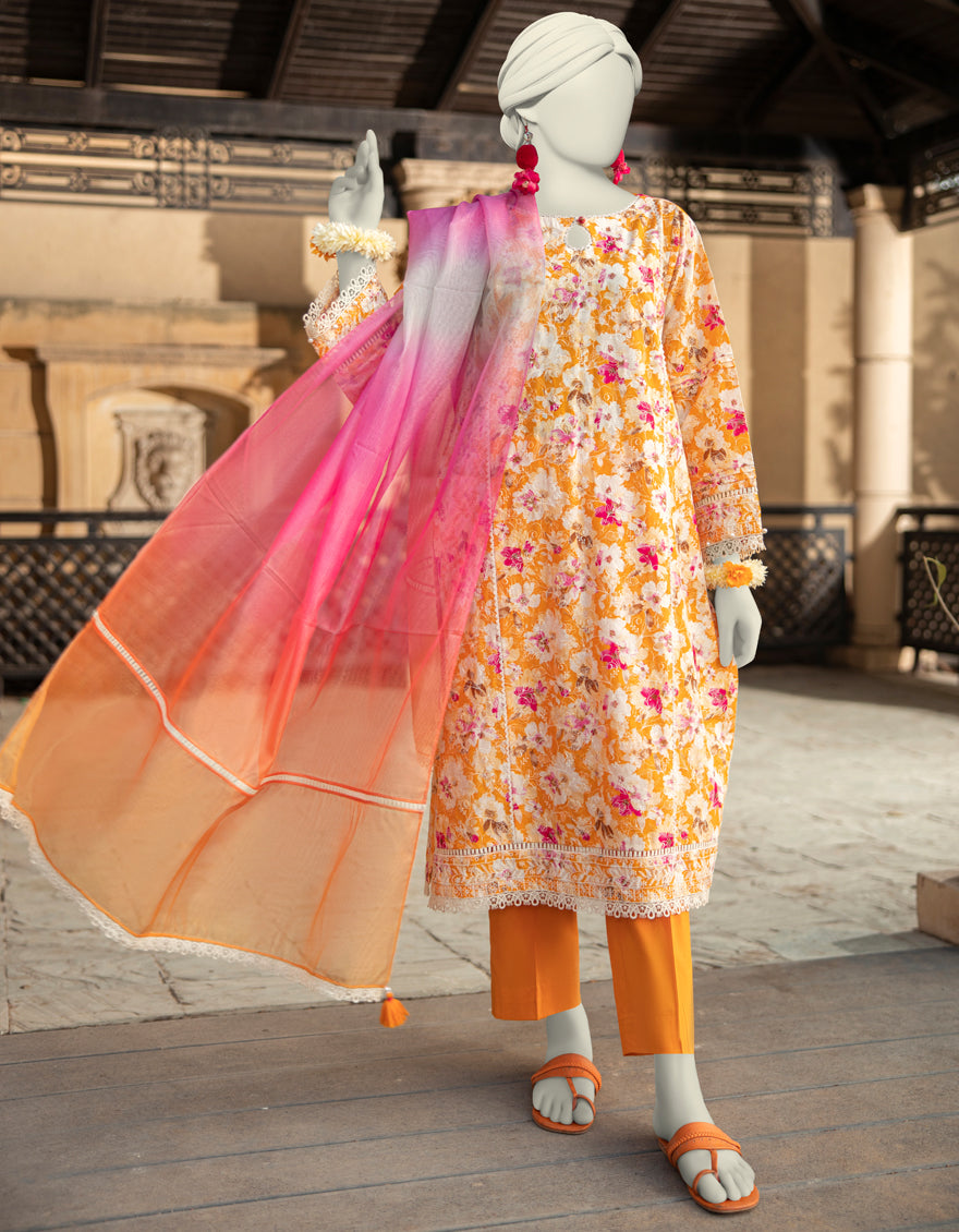 Lawn Multicolor Unstitched Suit - J. Junaid Jamshed