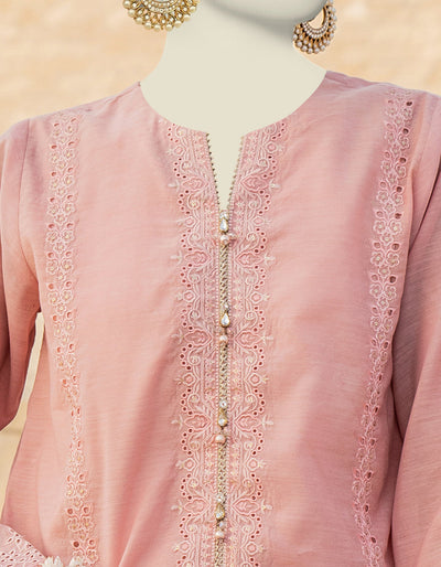 Paper Cotton Pink 3 Piece Stitched Suit - J. Junaid Jamshed