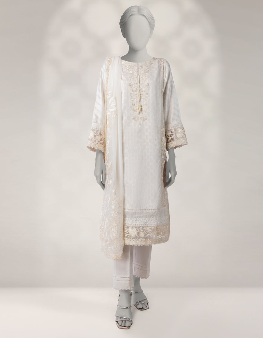 Jacquard White Stitched Suit