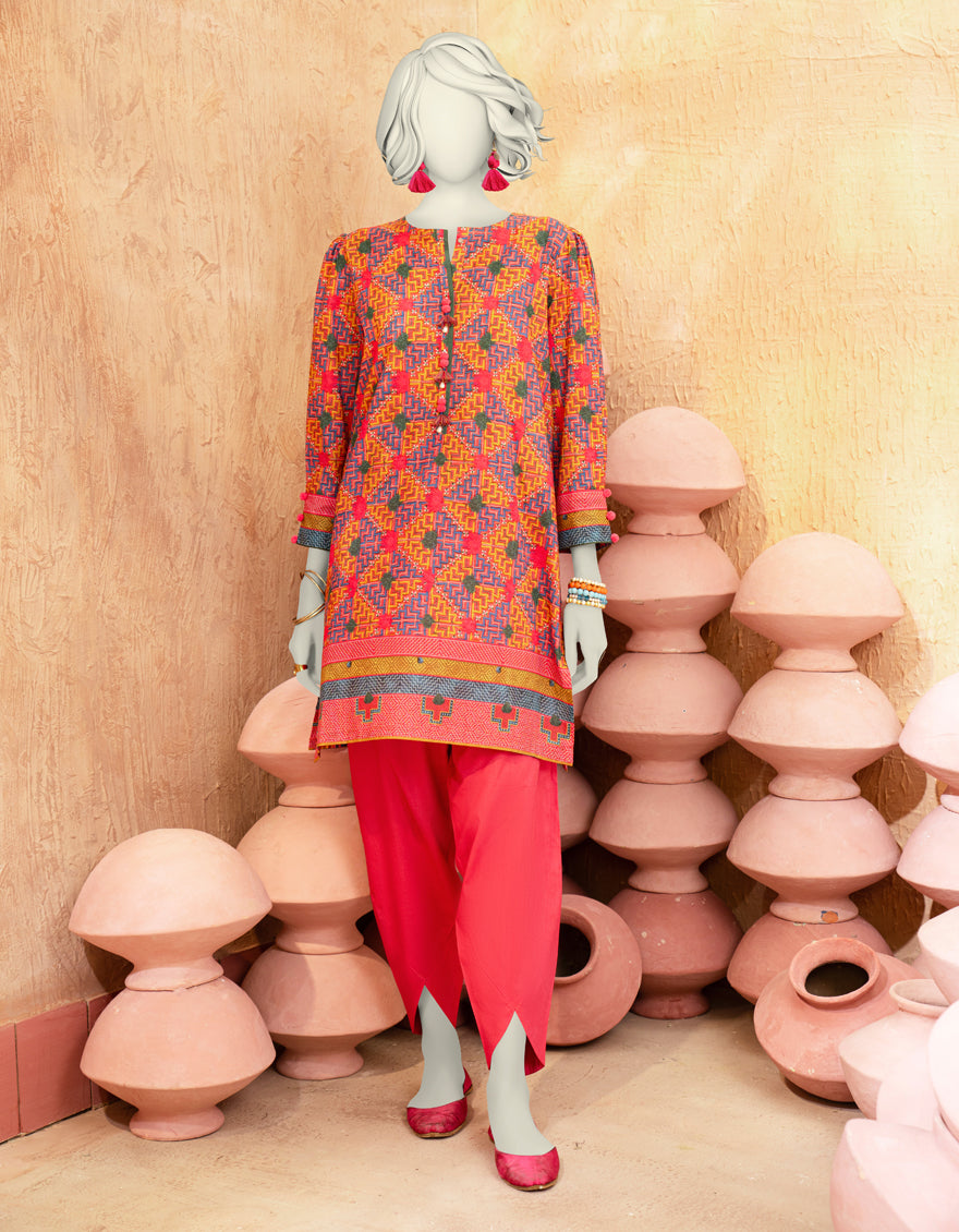 Lawn Multicolor Unstitched Suit - J. Junaid Jamshed