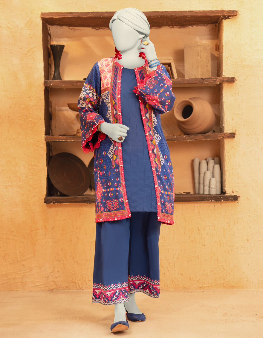 Cambric Blue Unstitched Suit - J. Junaid Jamshed