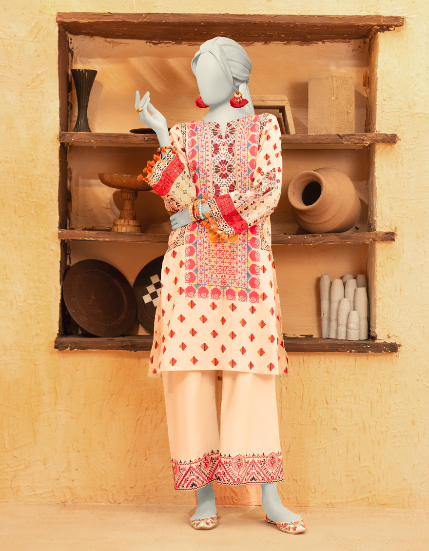 Cambric Beige Unstitched Suit - J. Junaid Jamshed
