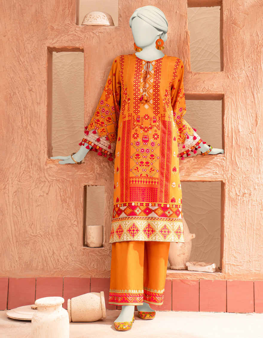 Cambric Mustard Unstitched Suit - J. Junaid Jamshed