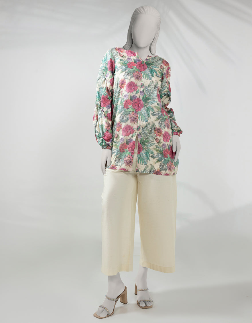 Lawn Cream Unstitched Suit - J. Junaid Jamshed