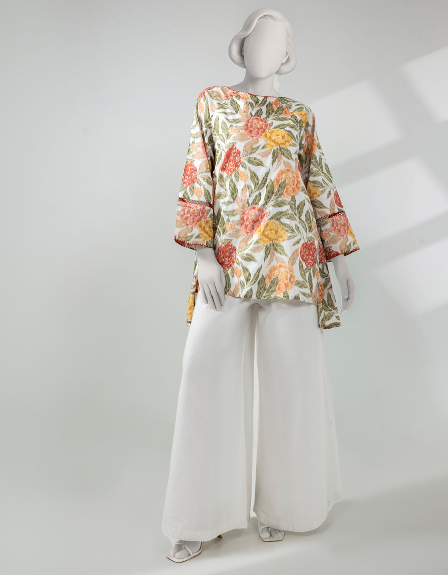 Lawn White Unstitched Suit - J. Junaid Jamshed