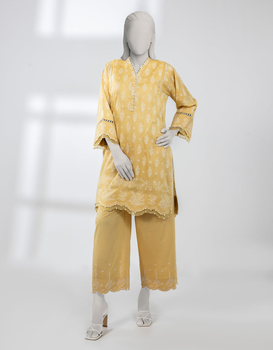 Lawn Mustard Unstitched Suit - J. Junaid Jamshed