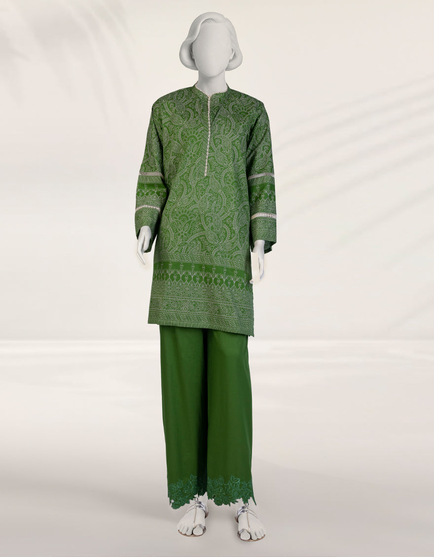 Cambric Green Unstitched Suit - J. Junaid Jamshed