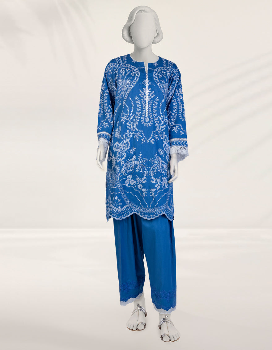 Cambric Blue Unstitched Suit - J. Junaid Jamshed