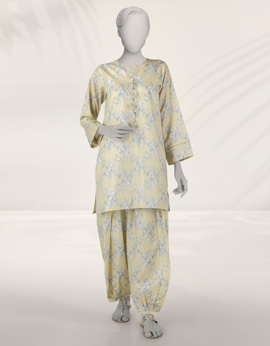 Dobby Yellow Unstitched Suit - J. Junaid Jamshed