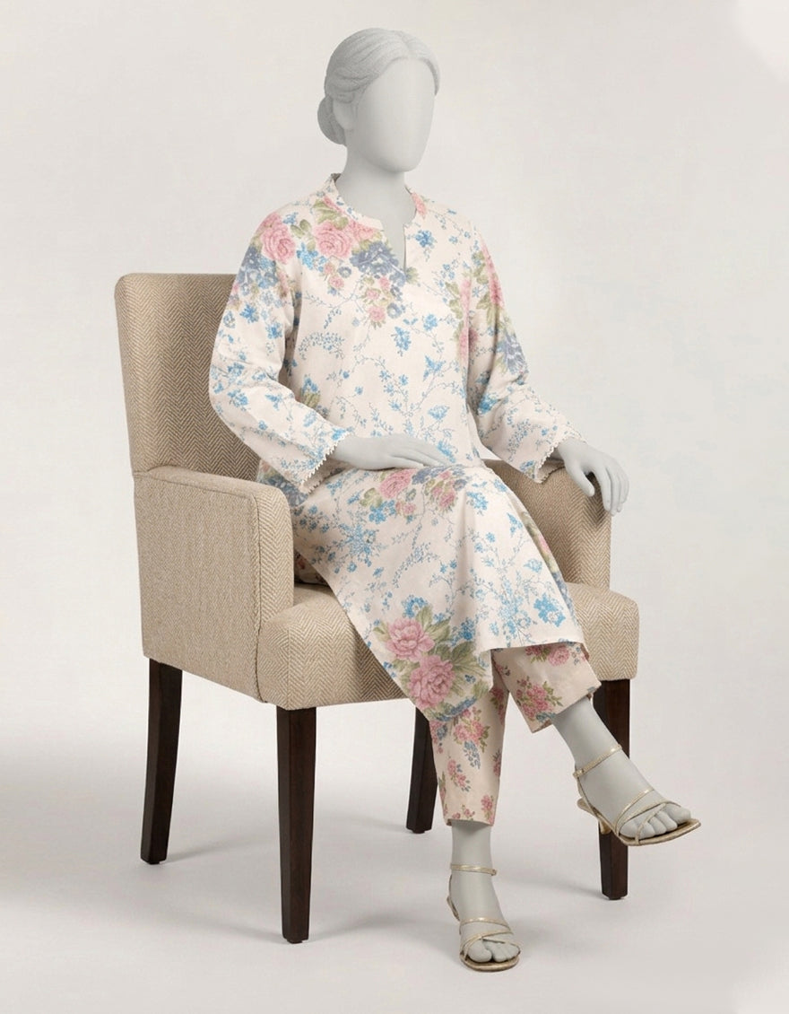 Lawn White Stitched Suit
