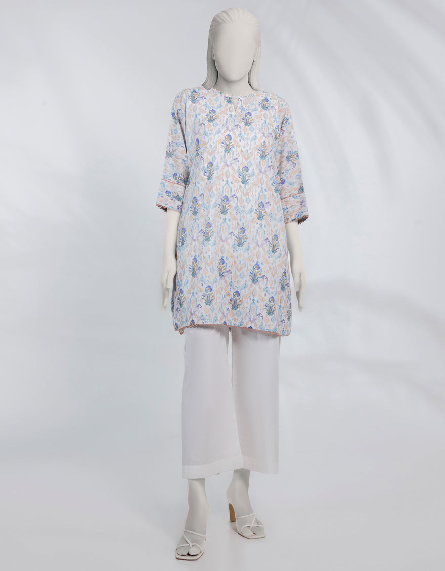 Lawn White Unstitched Shirt - J. Junaid Jamshed