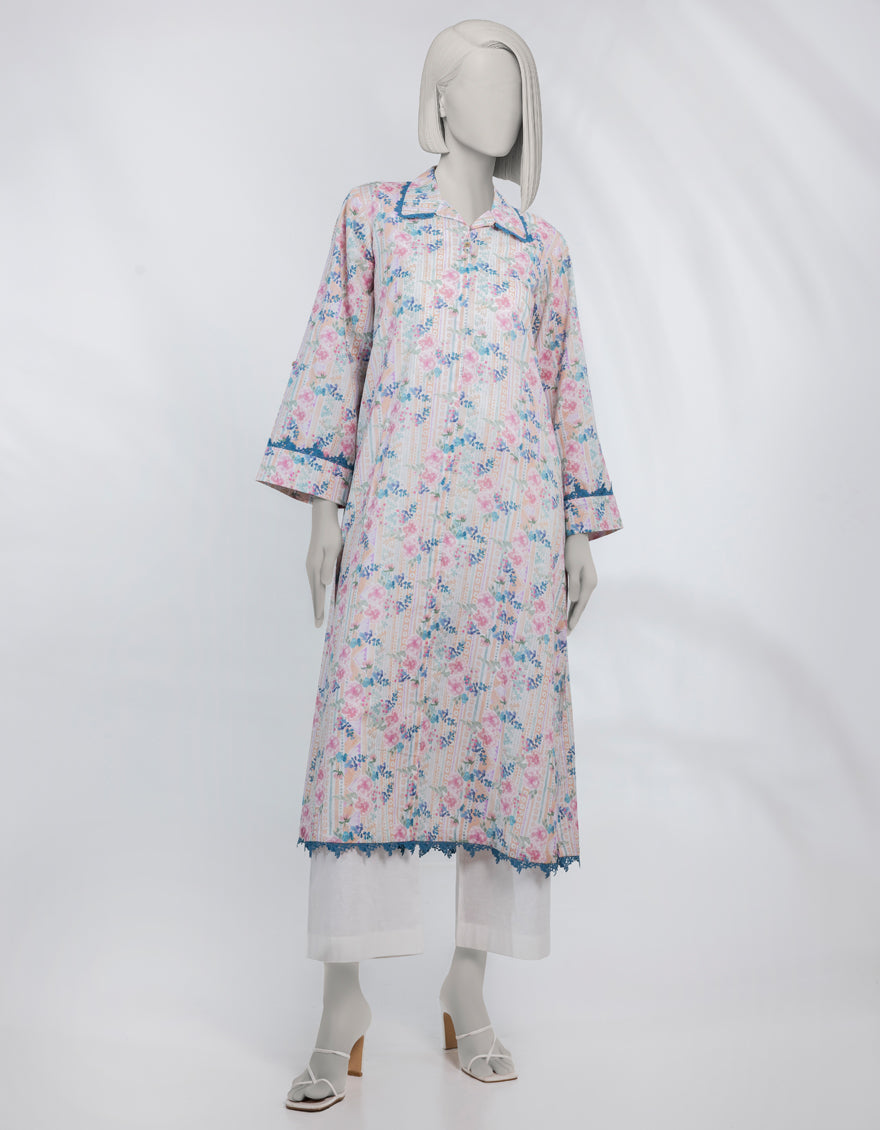 Lawn White Unstitched Shirt - J. Junaid Jamshed