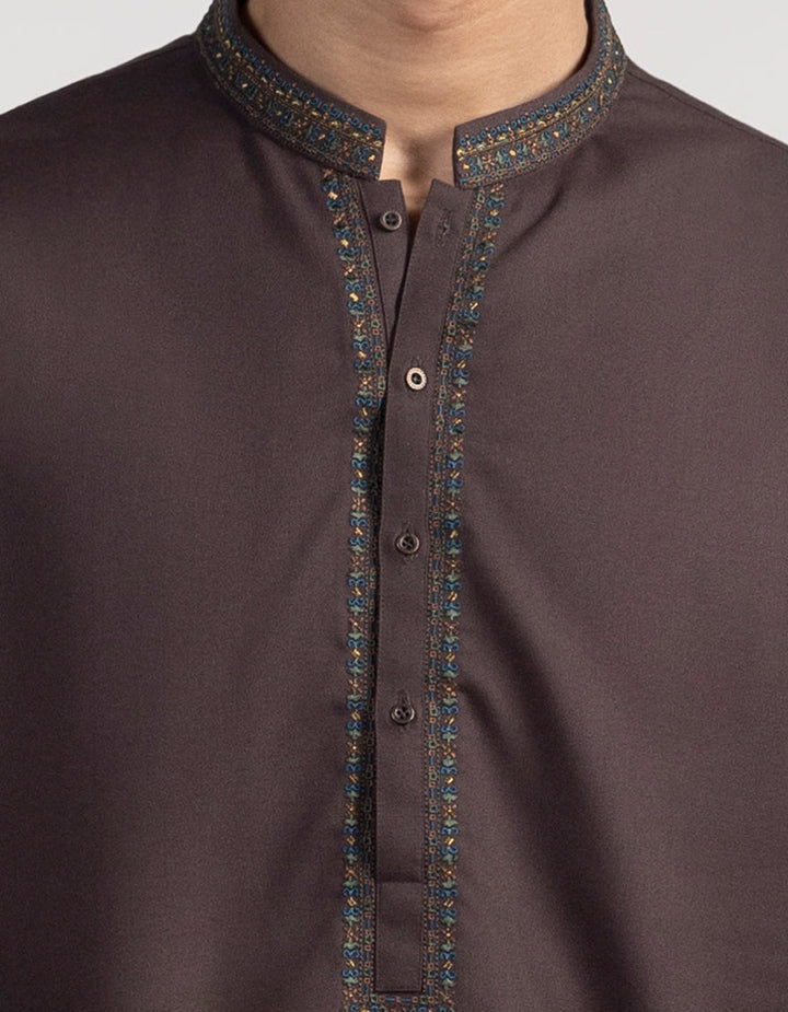 Blended Brown Kurta Trouser - J. Junaid Jamshed