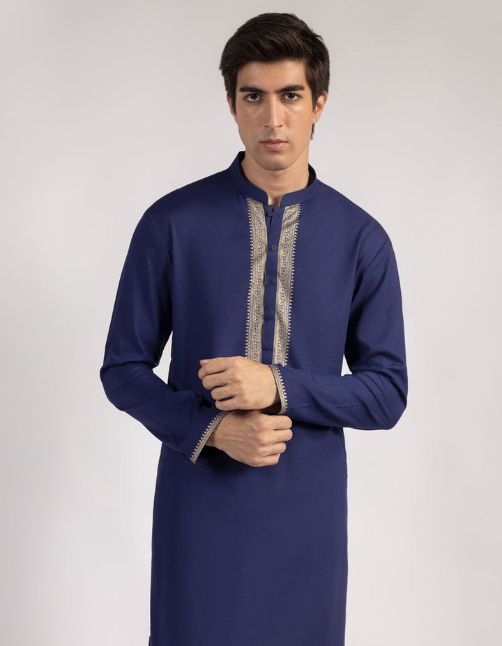 Blended Blue Kurta Trouser - J. Junaid Jamshed