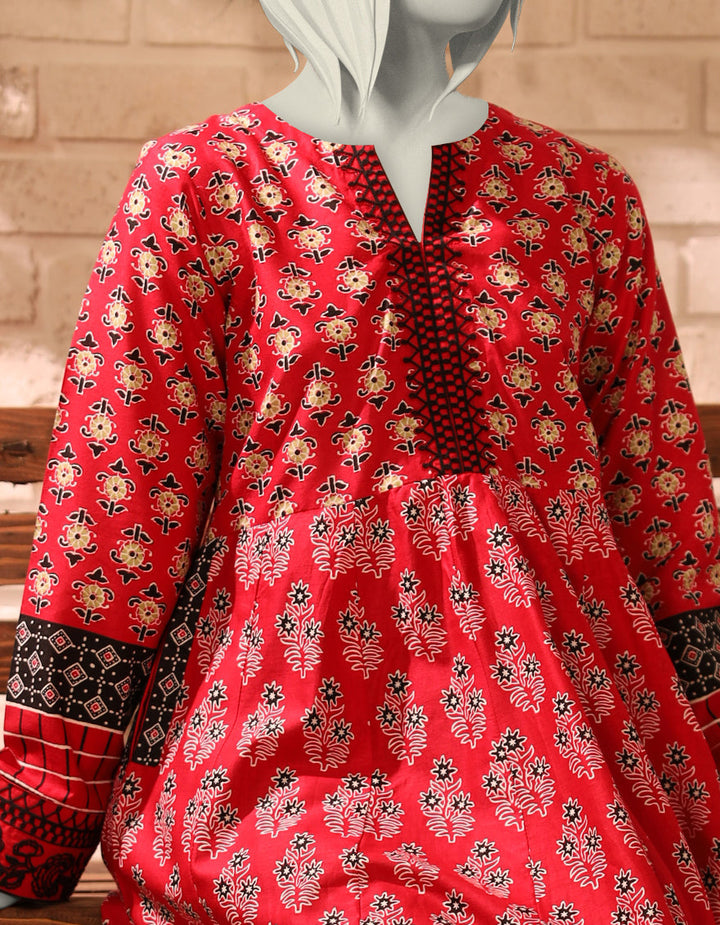 Lawn Red Kurti - J. Junaid Jamshed