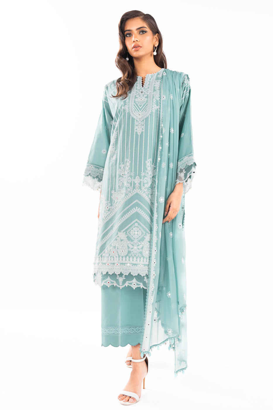 Embroidered Lawn  Ice Blue Unstitched Suit - Alkaram