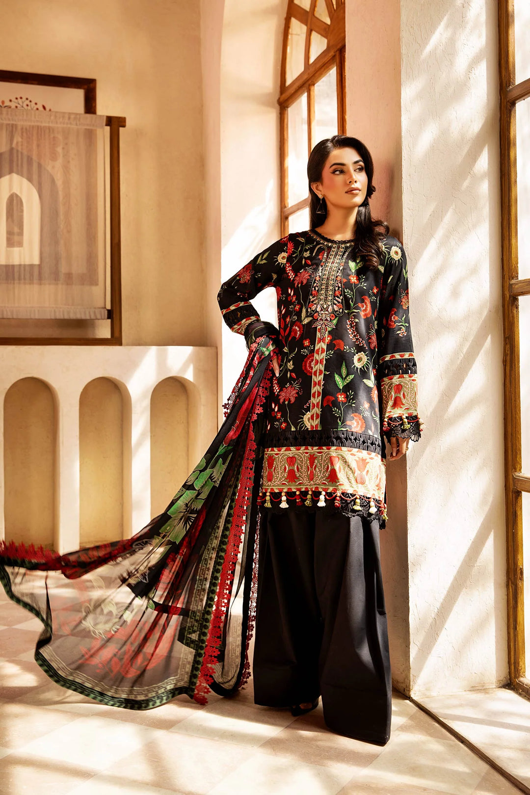 Lawn Black Unstitched Suit - Maria B Eid Basic