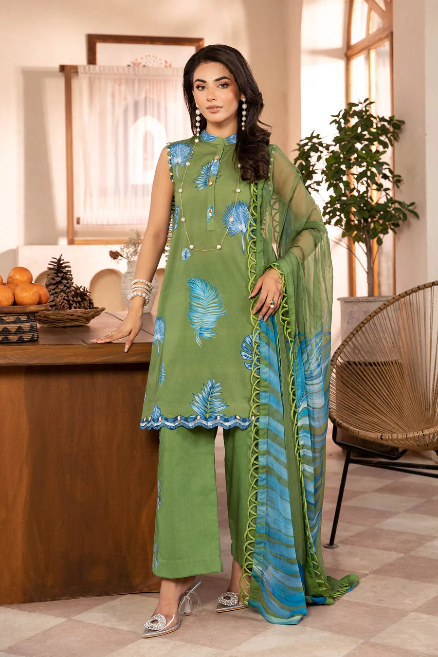 Lawn Green Unstitched Suit - Maria B Eid Basic