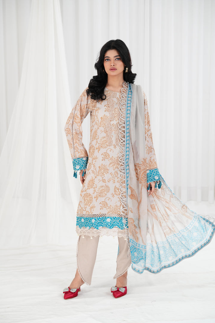 Lawn Light Green Stitched Suit - Maria B Eid Basic