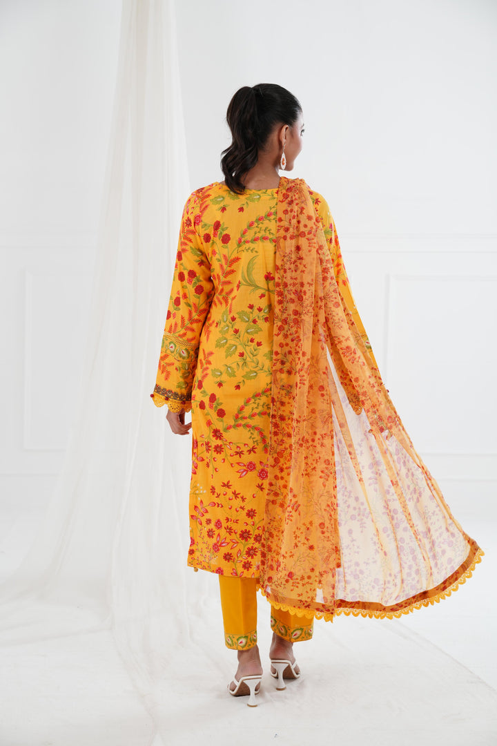 Lawn Yellow Stitched Suit - Maria B Eid Basic