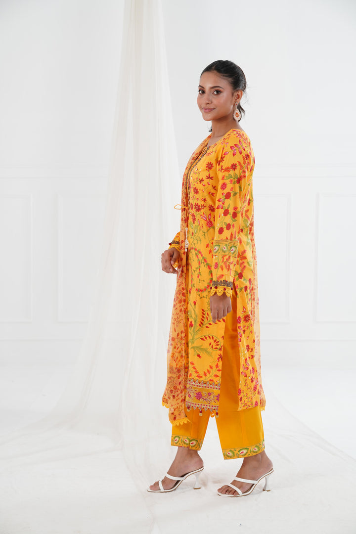 Lawn Yellow Stitched Suit - Maria B Eid Basic