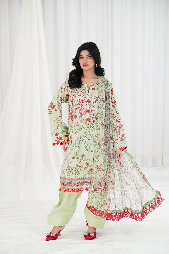 Lawn Light Green Stitched Suit - Maria B Eid Basic
