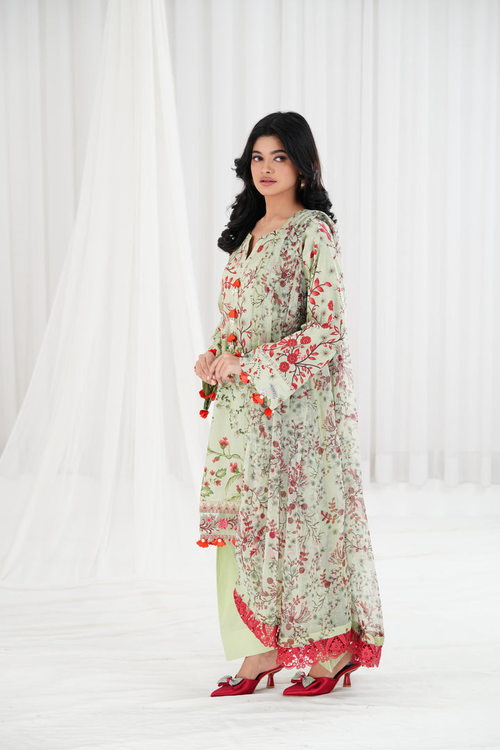 Lawn Light Green Stitched Suit - Maria B Eid Basic