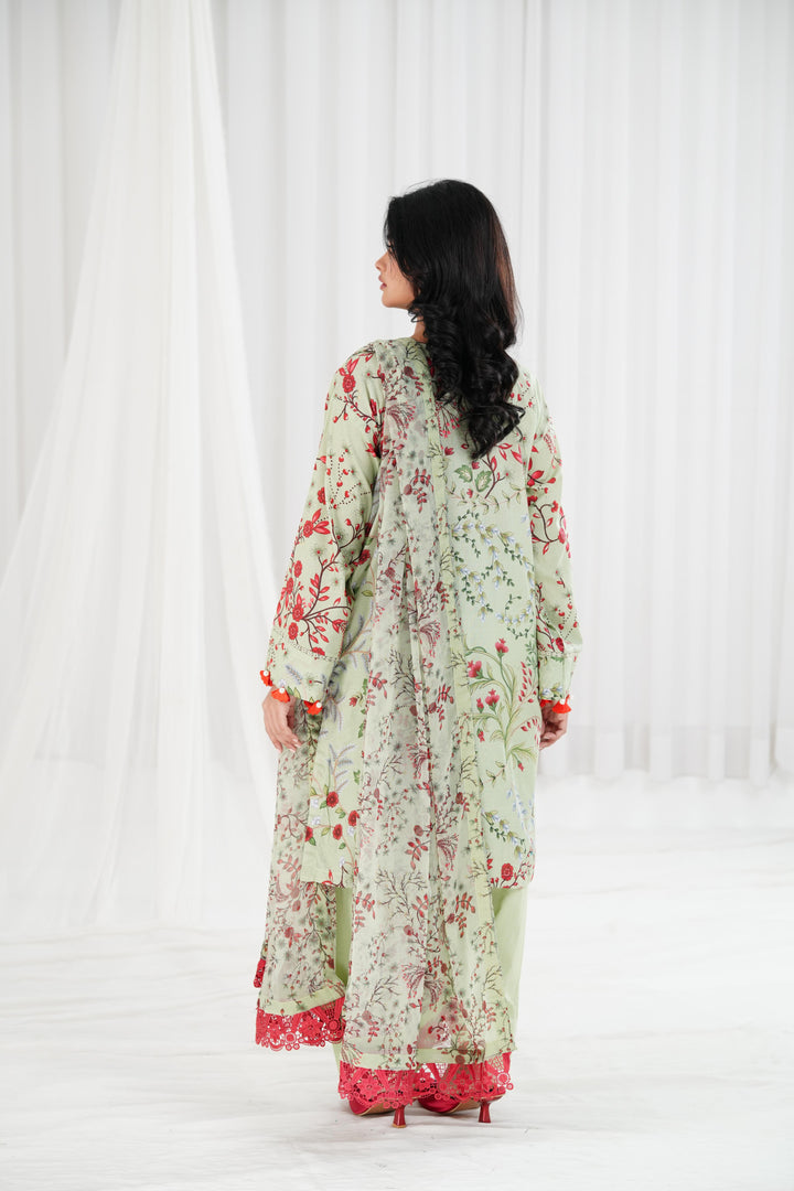 Lawn Light Green Stitched Suit - Maria B Eid Basic