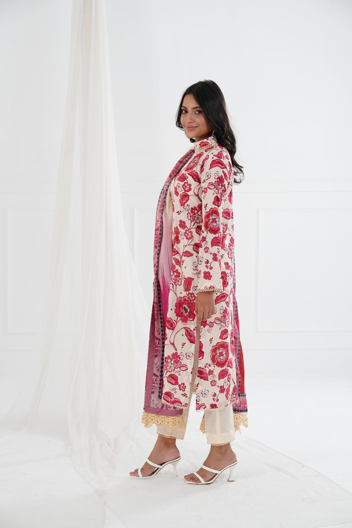 Printed Lawn Red Stitched Suit - Maria B M Basics Elaheh Stitched