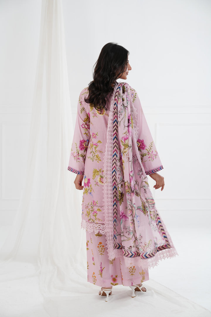 Printed Lawn Pink Stitched Suit - Maria B M Basics Elaheh Stitched