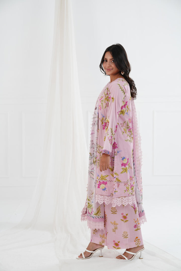 Printed Lawn Pink Stitched Suit - Maria B M Basics Elaheh Stitched