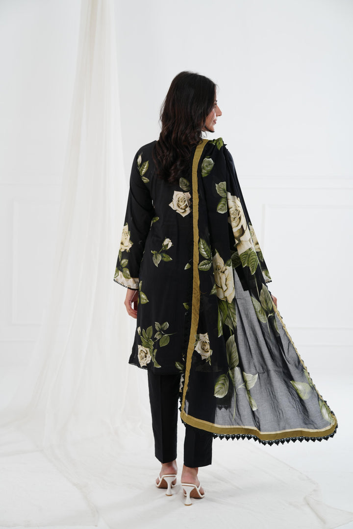 Printed Lawn Black Stitched Suit - Maria B M Basics Elaheh Stitched