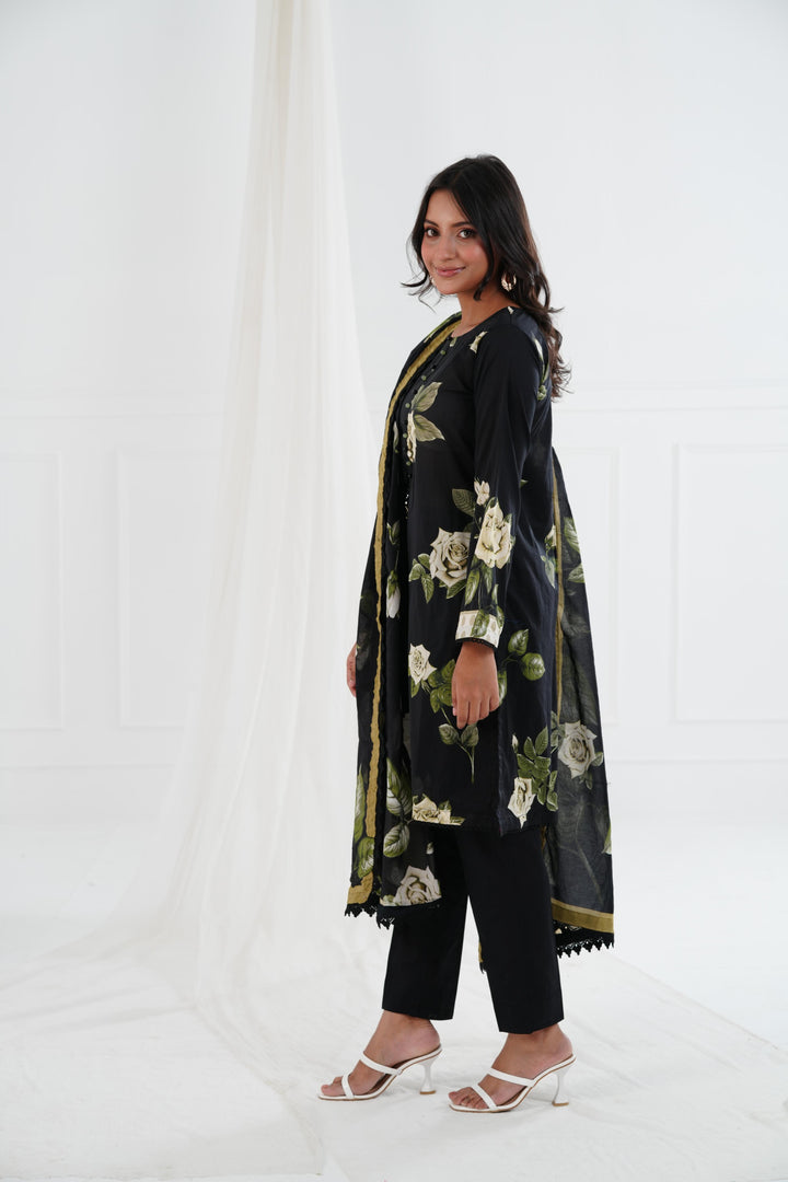 Printed Lawn Black Stitched Suit - Maria B M Basics Elaheh Stitched