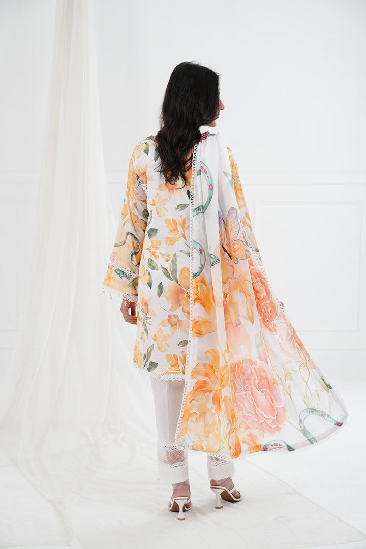 Printed Lawn White Stitched Suit - Maria B M Basics Elaheh Stitched