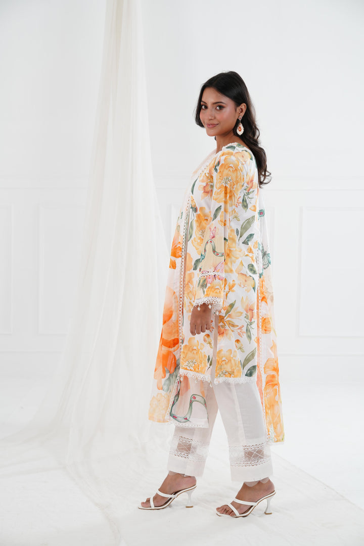 Printed Lawn White Stitched Suit - Maria B M Basics Elaheh Stitched