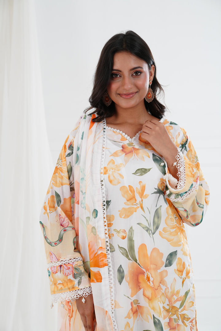 Printed Lawn White Stitched Suit - Maria B M Basics Elaheh Stitched