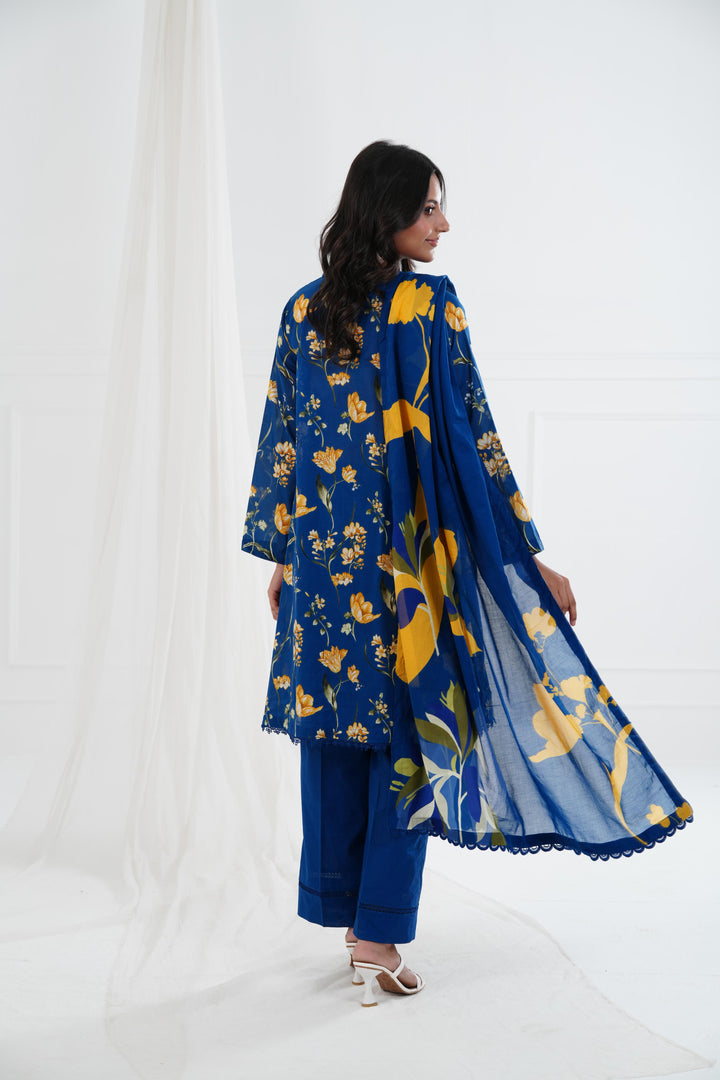 Printed Lawn Zinc Stitched Suit - Maria B M Basics Elaheh Stitched