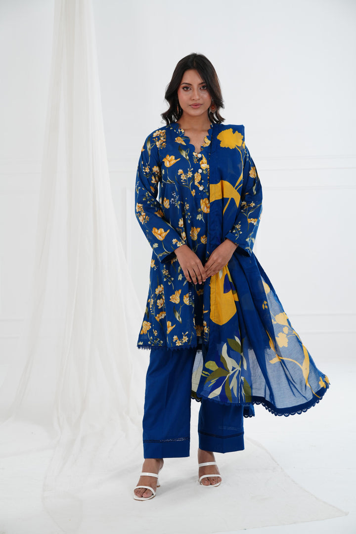 Printed Lawn Zinc Stitched Suit - Maria B M Basics Elaheh Stitched