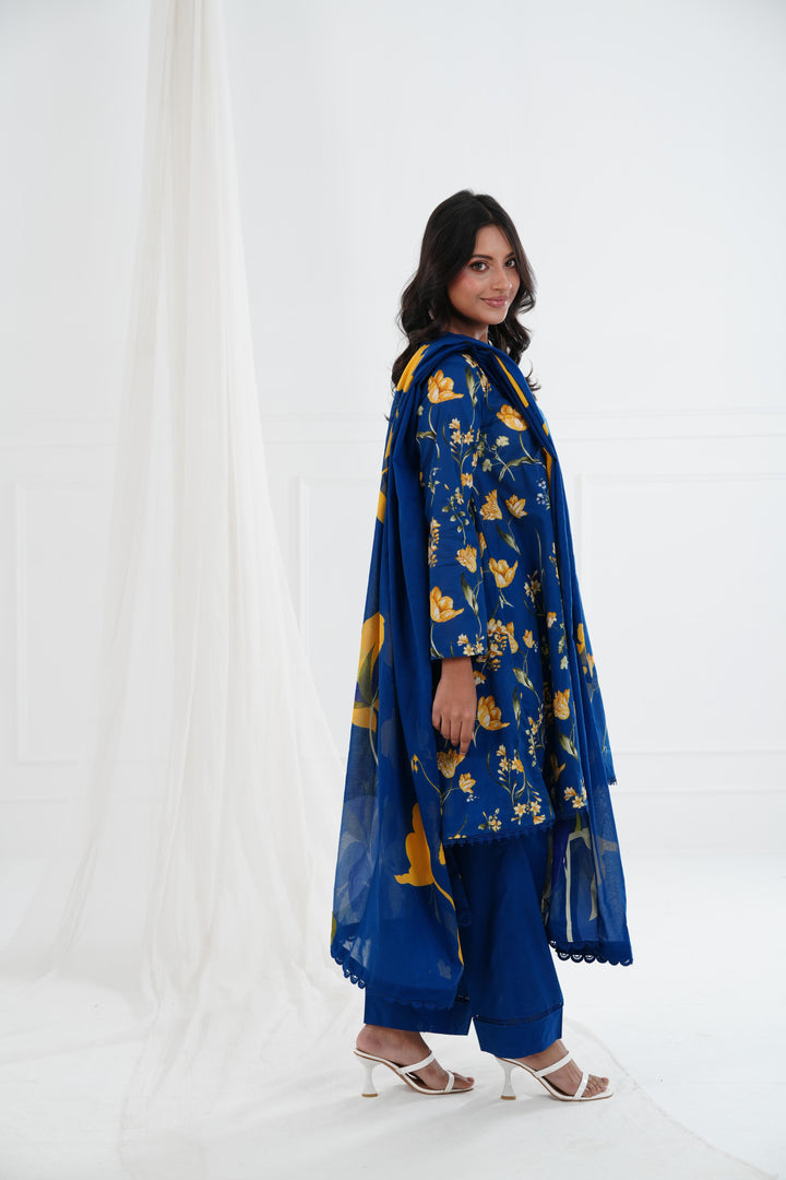 Printed Lawn Zinc Stitched Suit - Maria B M Basics Elaheh Stitched